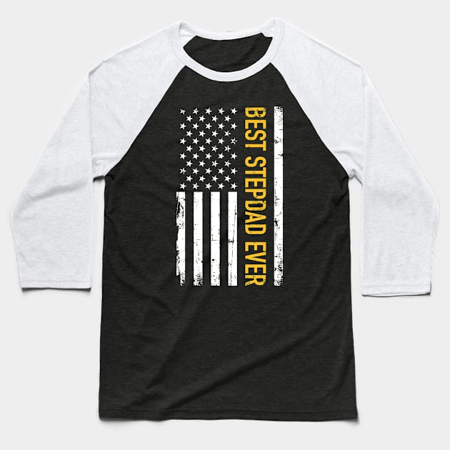 Best stepdad ever US american vintage flag Baseball T-Shirt by Designzz